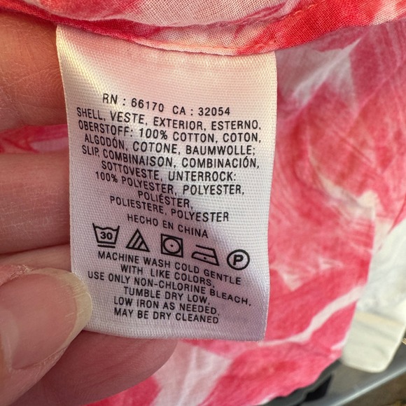 Anthropologie Postmark Pink White Abstract Print Cotton Dress with Slip Size 00P - Picture 5 of 8